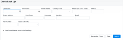 Image showing the Quick Look Up options for Form view