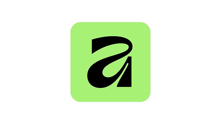 The logo for Affinity the design software. A modernist A in a lime green square.