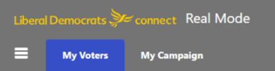 Image showing the My Voters database in Connect selected