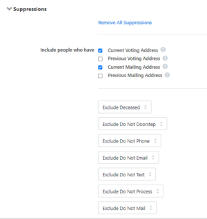 Photo Showing Connect Suppressions in Create a List