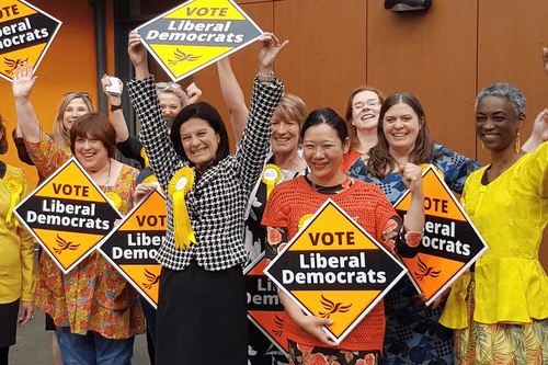 A group of happy Liberal Democrat Campaigners